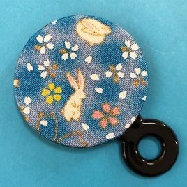 Compact Round Mirror Handicraft Chirimen Crepe Pattern Blue Kyoto Japan