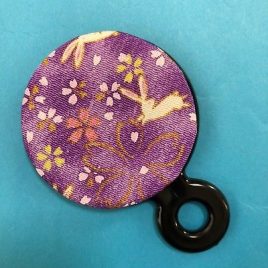 Compact Round Mirror Handicraft Chirimen Crepe Pattern Purple Kyoto Japan