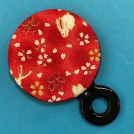 Compact Round Mirror Handicraft Chirimen Crepe Pattern Red Kyoto Japan