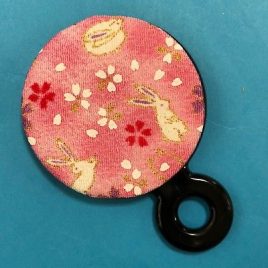 Compact Round Mirror Handicraft Chirimen Crepe Pattern Pink Kyoto Japan