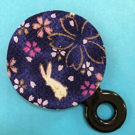 Compact Round Mirror Handicraft Chirimen Crepe Pattern Dark Blue Kyoto Japan