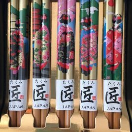 Japanese Maiko Natural Beautiful Bamboo Chopsticks 5 pair Gift Kyoto Japan