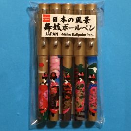 5pcs Set of Japanese Scenery Maiko Girl Ballpoint Pen from Kyoto Japan
