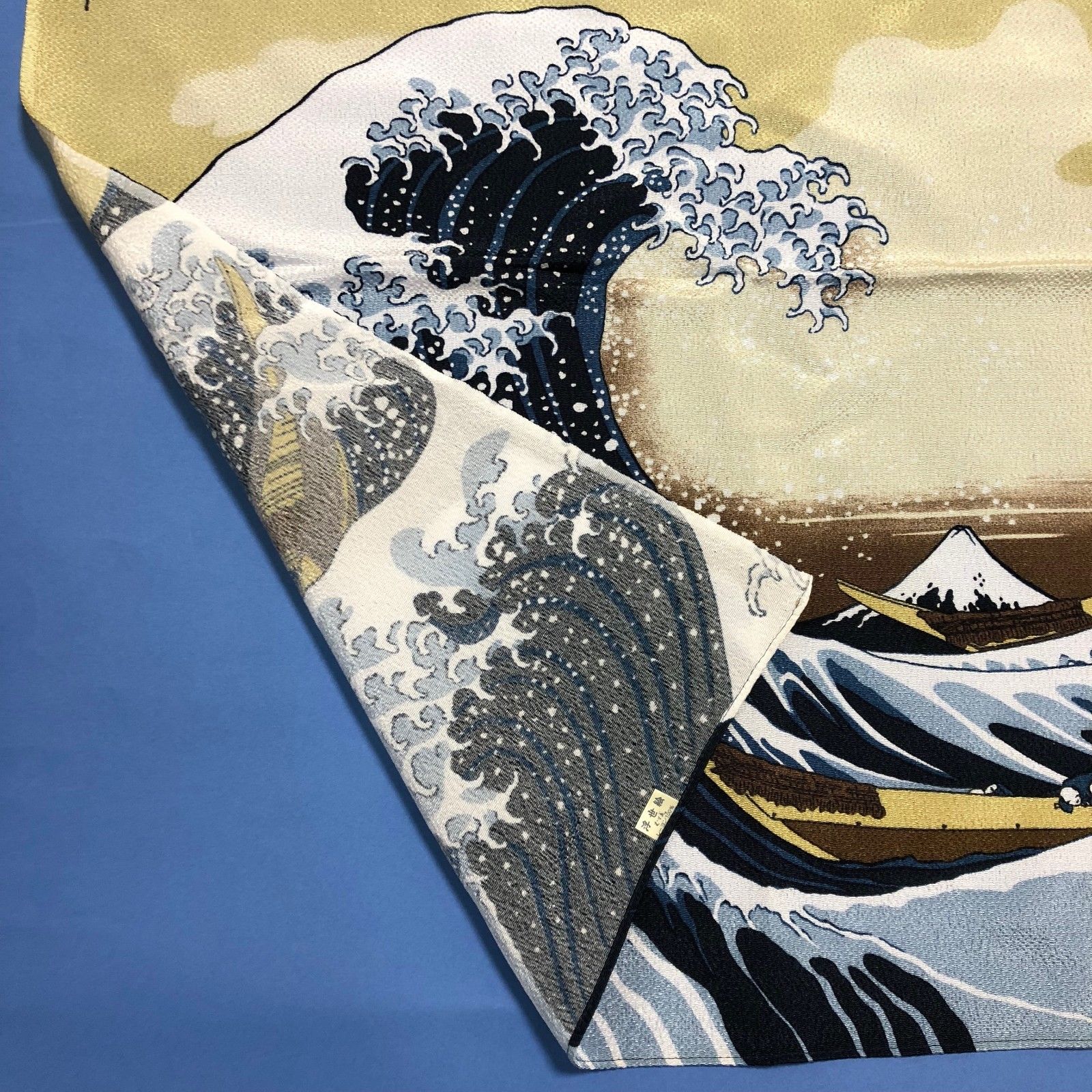 Japanese Furoshiki Wrapping Cloth Hokusai Ukiyoe Great Wave Mt Fuji Kyoto