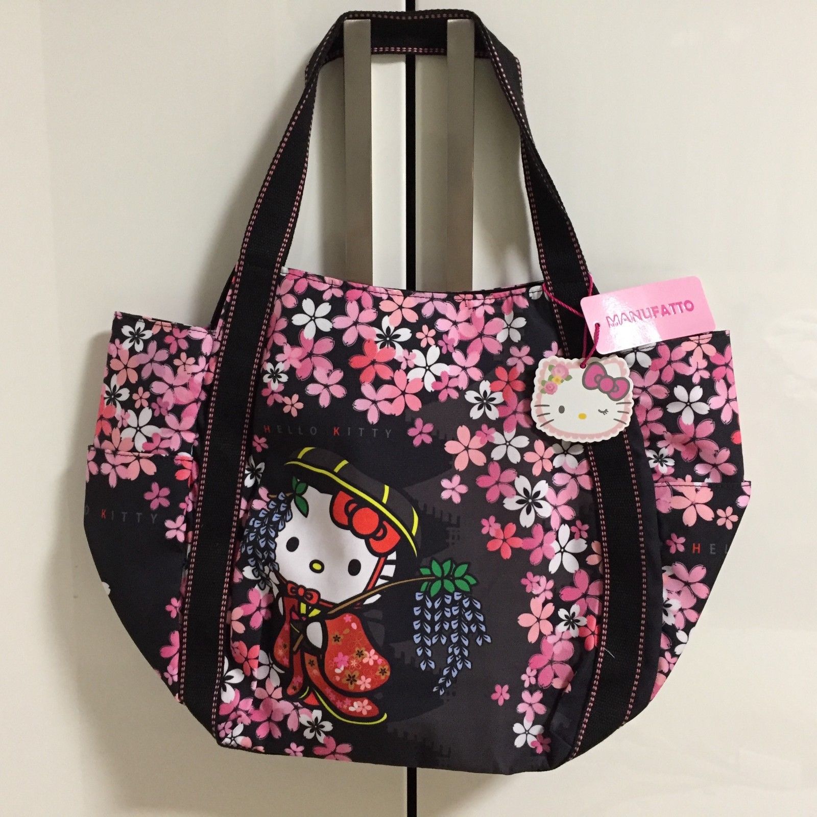 Hello Kitty Manufatto Japanese Kimono Sakura Black Balloon Bag Kyoto Japan – Love Kyoto1