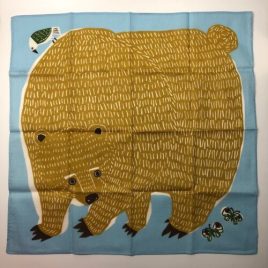 Japanese Furoshiki Wrapping Cloth Bear Bird Butterfly Cotton 100% Blue