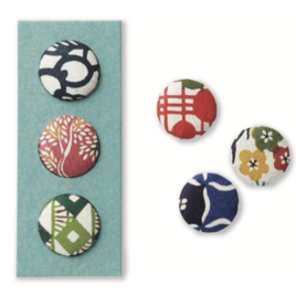 Handicraft Round Fridge Magnet 3pcs Set Yuzen Dyeing Paper Kyoto Suzuki Shof