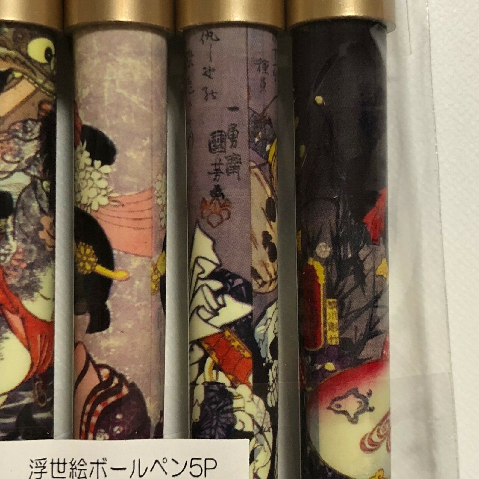 F/S 5pcs Set of Japanese Tradition Famous Ukiyoe Ballpoint Pen from Kyoto Japan 