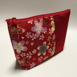 Chirimen Kimono Crepe Fabric Pouch with Gusset Cute Kawaii Kyoto Japan C