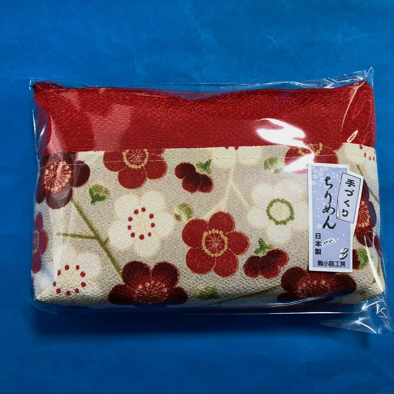 F/S Japanese Chirimen Kimono Crepe Fabric Mini Pouch Red Cute Kawaii Kyoto 