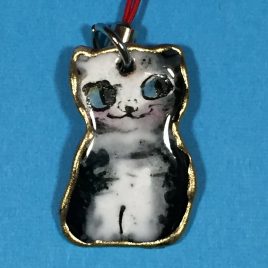 Japanse Handicraft Shippo Ware Cat Key Chain Strap Cloisonne Enamel Kyoto