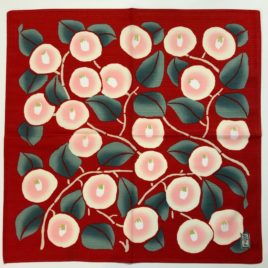 Japanese Furoshiki Camellia Red Yumeji Takehisa Wrapping Cloth Cotton 100%
