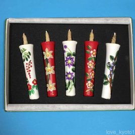 Temple Shrine 100% Handicraft Candle Hand Painted Flower 5pcs set from Kyoto
