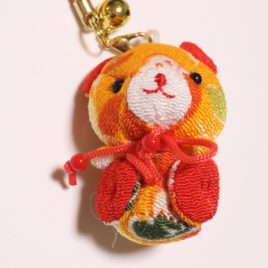 F/S Chirimen Kimono Crepe Fabric Bear Charm Key Strap Mascot Cute Kawaii Kyoto B
