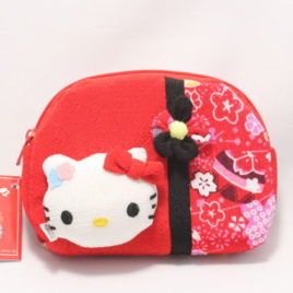 F/S Hello Kitty Cute Kawaii Compact Pouch Chirimen Crepe Kyoto Japan A