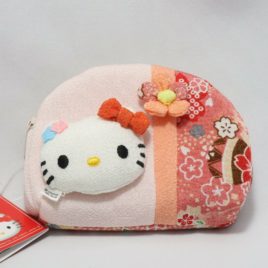 F/S Hello Kitty Cute Kawaii Compact Pouch Chirimen Crepe Kyoto Japan B