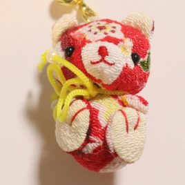 Chirimen Kimono Crepe Fabric Bear Charm Key Strap Mascot Cute Kawaii Kyoto B