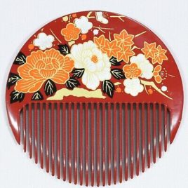Japanese Beautiful Hair Comb Round in Red Color shipped from Kyoto Japan