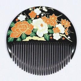 Japanese Beautiful Hair Comb Round in Black Color shipped from Kyoto Japan