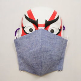 Japanese Washable Cool Face Mask Textured Fabric Standard Size in Blue Color