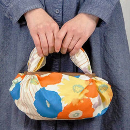 Japanese Furoshiki Wrapping Cloth Flower Stripe Cotton 100% Beige 45cm