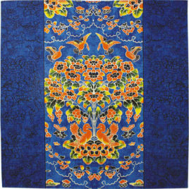 Japanese Furoshiki Wrapping Cloth Twin Birds Dark Blue 112cm Cotton 100% Kyoto