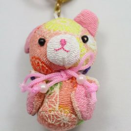 Chirimen Kimono Crepe Fabric Bear Charm Key Strap Mascot Cute Kawaii Kyoto B