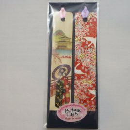 Bamboo and Japanese Paper Bookmark Maiko Yuzen Dyeing Pattern Kyoto Japan