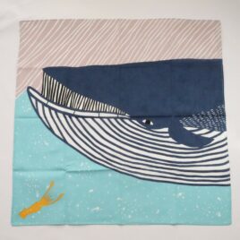 Japanese Furoshiki Fin Whale Wrapping Cloth Cotton 100% Blue from Kyoto