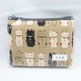 Maneki Neko Lucky Money Fortune Cat Pouch Cute Kawaii Beige from Kyoto