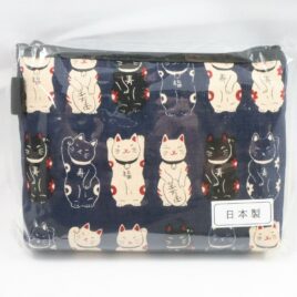 Maneki Neko Lucky Money Fortune Cat Pouch Cute Kawaii Dark Blue from Kyoto