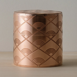 Kyoto Kaikado Handicraft Airtight Copper Caddy Ocean Wave 120g w/ Scoop Japan