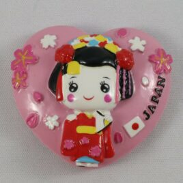 Japanese Cute Maiko Lady Heart Shape Pink Fridge Magnet shipped Kyoto Japan