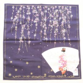 Japanese MAIKO Beautiful Wrapping Cloth Cotton 100% Dark Blue from Kyoto Japan