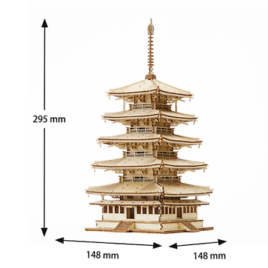 Wooden Art 3D Puzzle Japanese Five Story Pagoda ki-gu-mi 301pcs 148x148x295mm