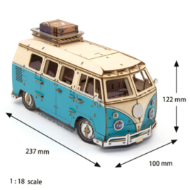 Vintage Volkswagen T1 Camper Van Wooden 3D Puzzle 1:18 263pcs W237×H122×D100mm