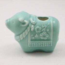 Japanese Year 2021 Oriental Zodiac Ox Toothpick Stand Green Ceramic Yakushi Gama