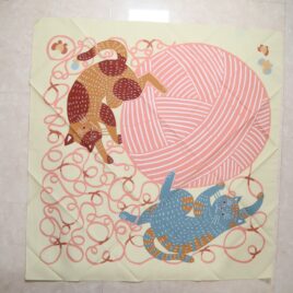 Japanese Water Repellent Finished Furoshiki Wrapping Cloth Cat Yarn Ball 70cm