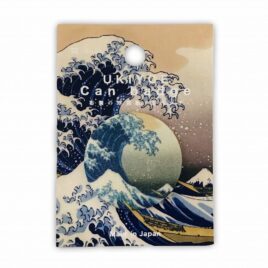 Japanese Katsushika Hokusai Ukiyoe Great Wave Cloth Covered Tin Badge FCB-003