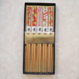 Japanese Flowers Natural Beautiful Bamboo Chopsticks 5 pair Gift Box Kyoto Japan