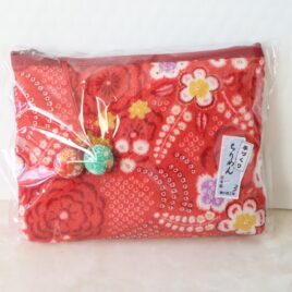 Chirimen Kimono Crepe Fabric Pouch Two Cherry Ball Cute Kawaii Kyoto Japan D