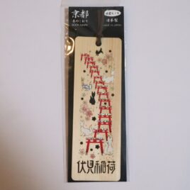 Kyoto Fushimi Inari Shrine Wooden Bookmark Thousand Torii Gates and Fox
