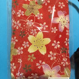 Chirimen Kimono Crepe Fabric Cell Phone Pouch Strap Cute Kawaii Kyoto Red