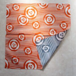 Japanese Furoshiki Wrapping Cloth Double Sided Camellia Cotton 100% Orange Blue