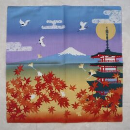 Furoshiki Wrapping Cloth Mt. Fuji Five Layer Tower in Autumn Leaves  50cm Japan