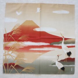 Furoshiki Wrapping Cloth Mt. Fuji and Two Cranes in Autumn 50cm 19.7 inch Japan