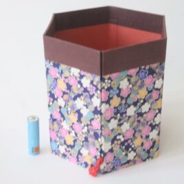 Handicraft Japanese Yuzen Traditional Dyeing Paper Hexagon Accessory Box B Type