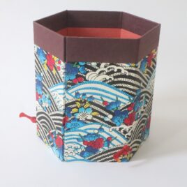 Handicraft Japanese Yuzen Traditional Dyeing Paper Hexagon Accessory Box A Type