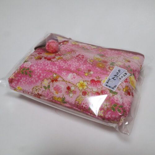 Chirimen Kimono Crepe Fabric Pouch Two Cherry Ball Cute Kawaii Kyoto Japan C
