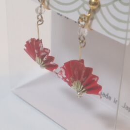 Japanese Yuzen Print Paper Cute Kawaii Beautiful Earrings Handy Fan Kyoto A